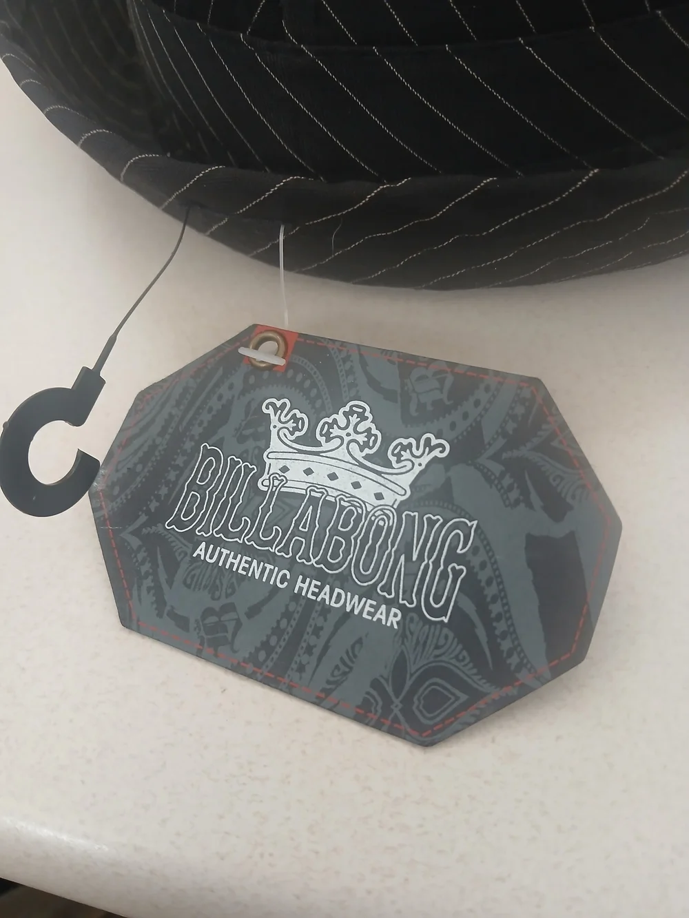 Billabong Black Pinstripe Bucket Hat with White Stitching